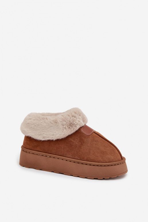 botas de nieve para mujer con plataforma y piel en color marrón Calyra