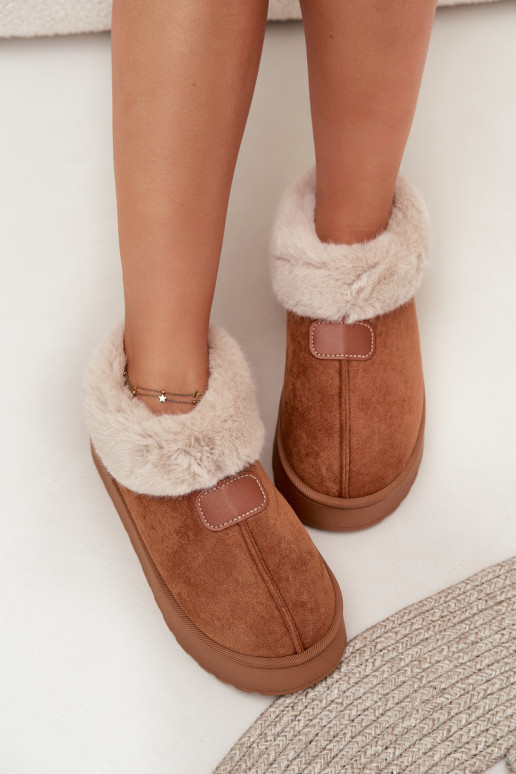 botas de nieve para mujer con plataforma y piel en color marrón Calyra
