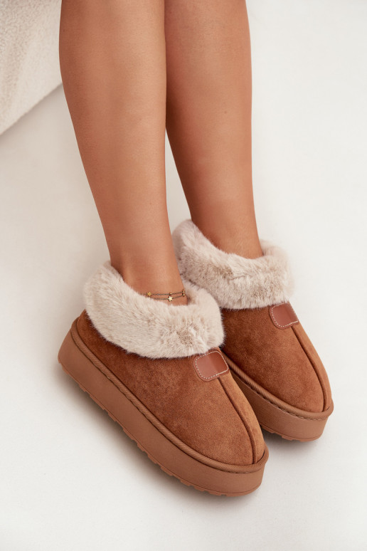botas de nieve para mujer con plataforma y piel en color marrón Calyra