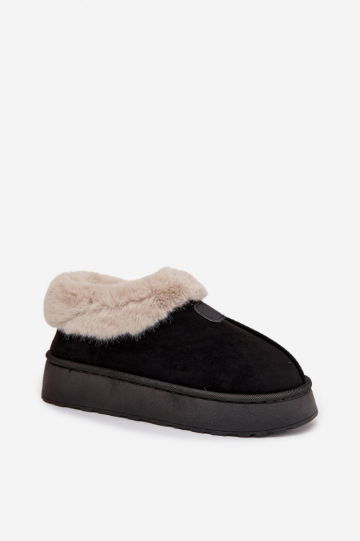 botas de nieve para mujer con plataforma y piel en color negro Calyra