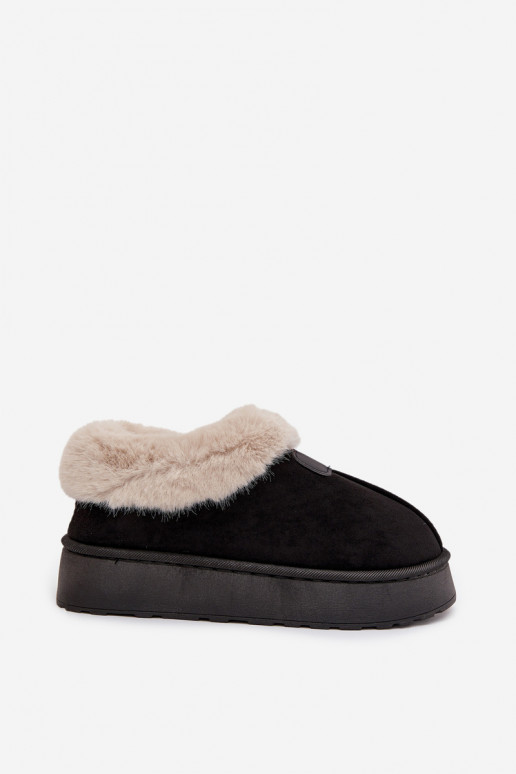 botas de nieve para mujer con plataforma y piel en color negro Calyra