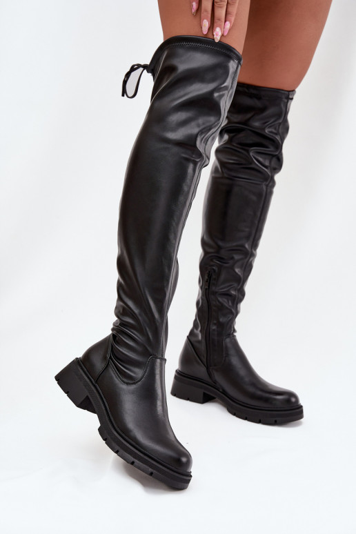 botas altas para mujer con detalles elegantes en color negro Rylissa