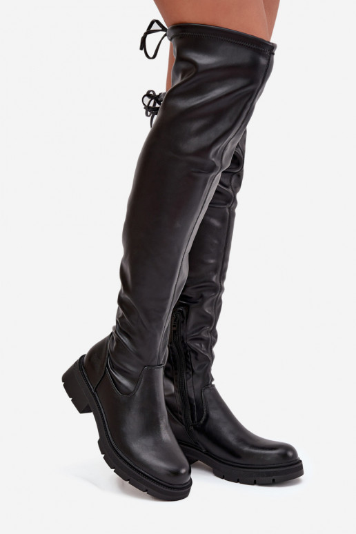 botas altas para mujer con detalles elegantes en color negro Rylissa