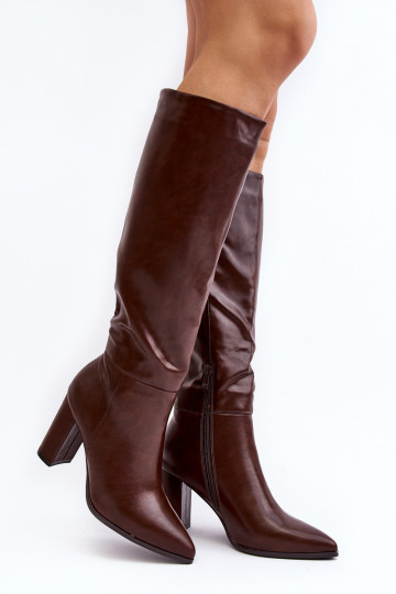 Botas marrones de mujer hasta la rodilla con tacones Fiminna
