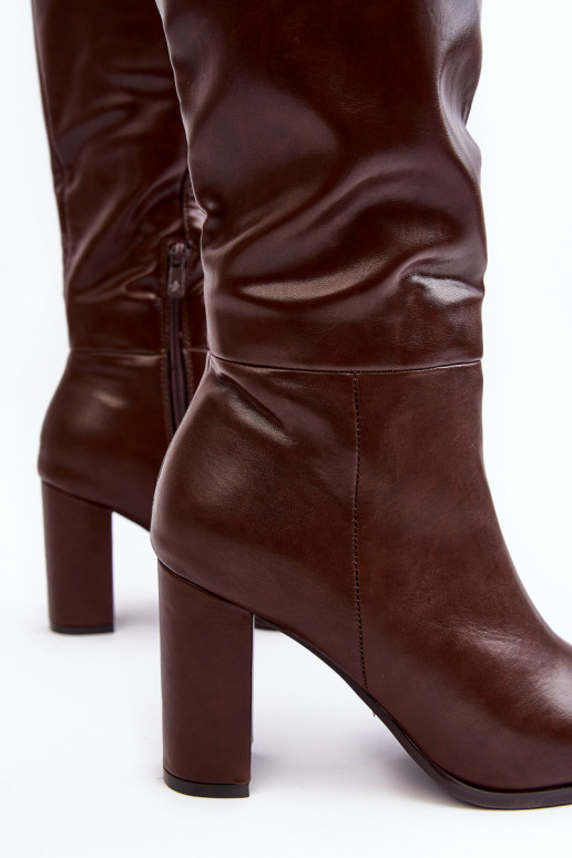Botas marrones de mujer hasta la rodilla con tacones Fiminna