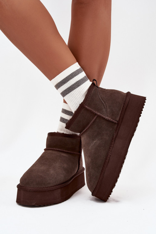 Botas de nieve para mujer de ante sintético con plataforma Vinceza 97962 en color chocolate
