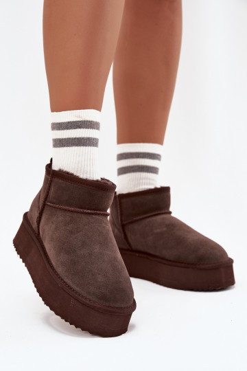Botas de nieve para mujer de ante sintético con plataforma Vinceza 97962 en color chocolate 2