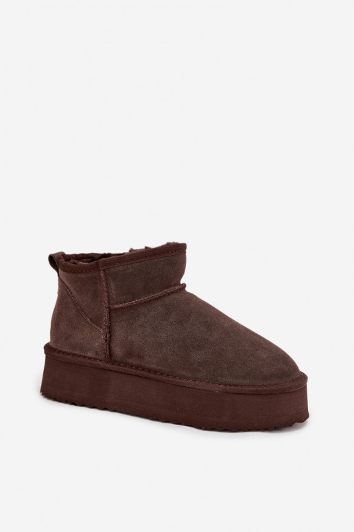 Botas de nieve para mujer de ante sintético con plataforma Vinceza 97962 en color chocolate
