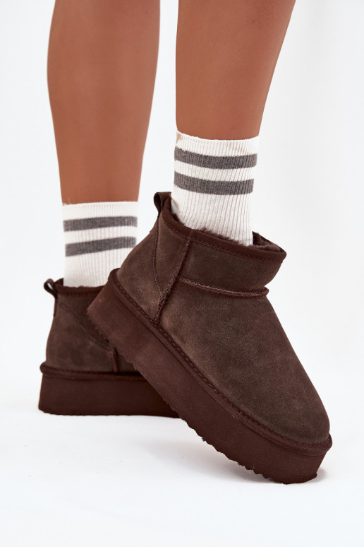 Botas de nieve para mujer de ante sintético con plataforma Vinceza 97962 en color chocolate