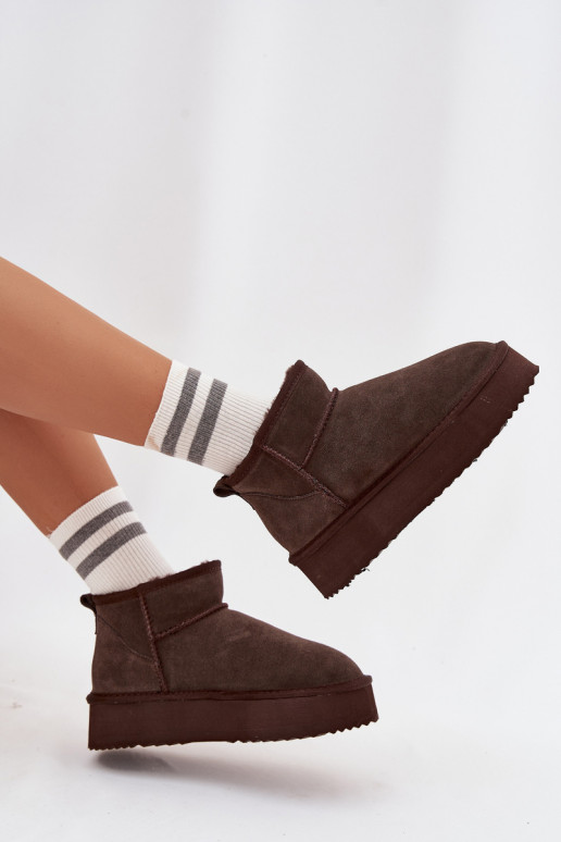 Botas de nieve para mujer de ante sintético con plataforma Vinceza 97962 en color chocolate
