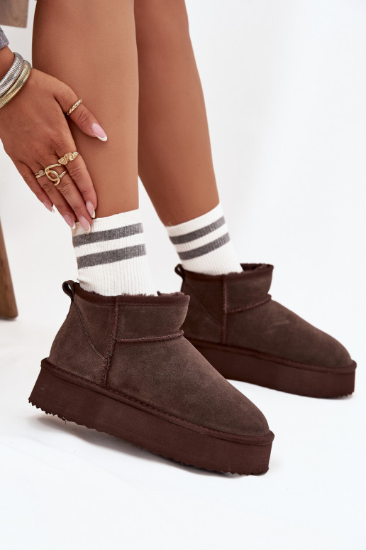 Botas de nieve para mujer de ante sintético con plataforma Vinceza 97962 en color chocolate