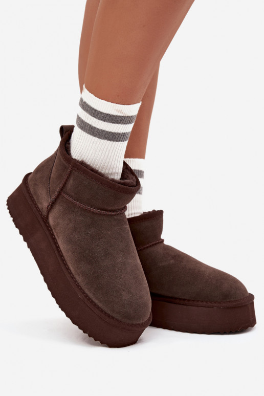Botas de nieve para mujer de ante sintético con plataforma Vinceza 97962 en color chocolate