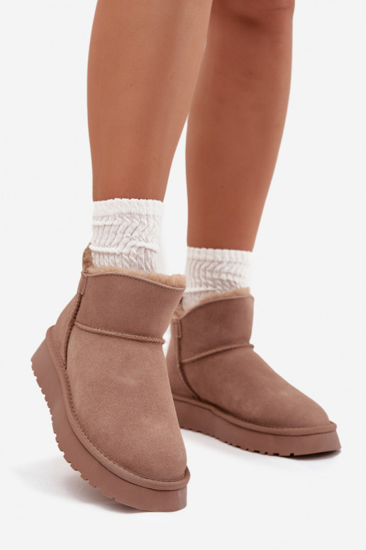 Botas de nieve color arena de ante sintético con aislamiento y forro de piel Vinceza 97961