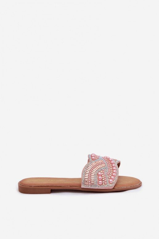 Zapatillas rosas decoradas con tacones anchos Dovima