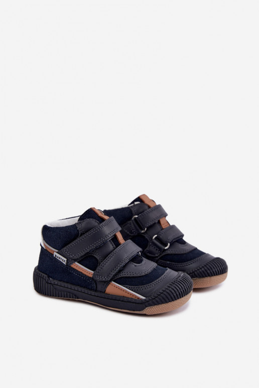 Zapatos infantiles de cuero azul oscuro Bartek 8631676