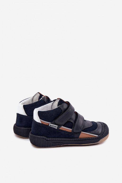 Zapatos infantiles de cuero azul oscuro Bartek 8631676