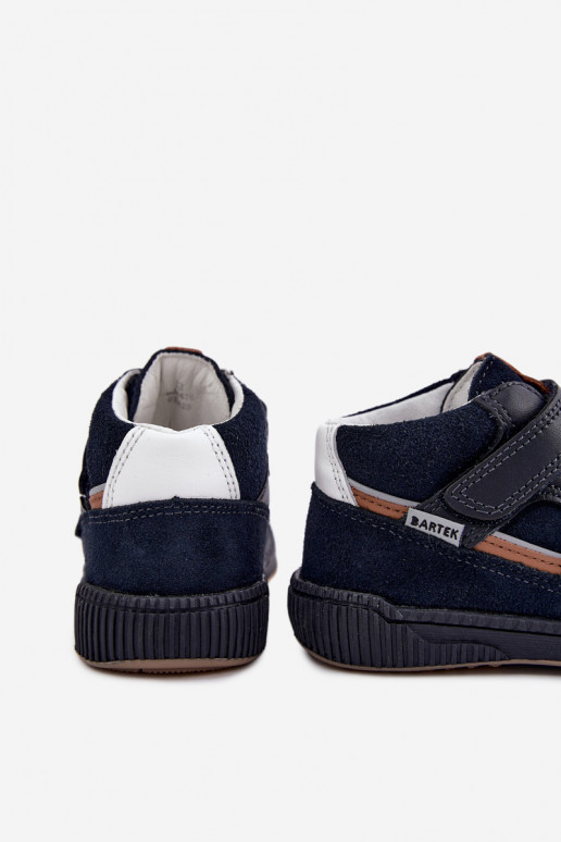 Zapatos infantiles de cuero azul oscuro Bartek 8631676