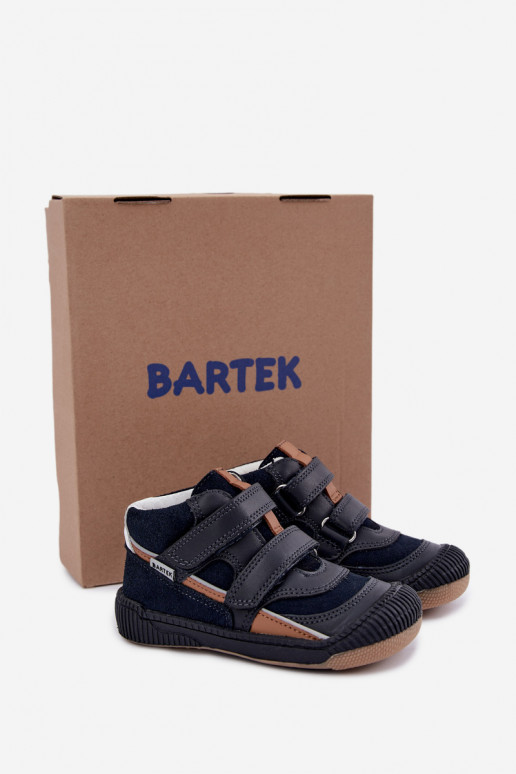 Zapatos infantiles de cuero azul oscuro Bartek 8631676
