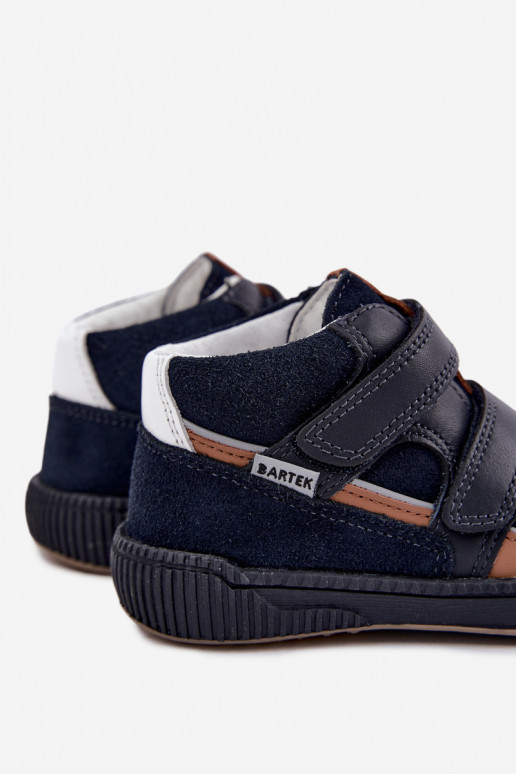 Zapatos infantiles de cuero azul oscuro Bartek 8631676