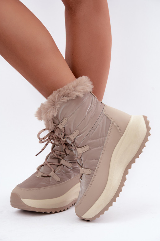 Botas de nieve color arena con plataforma y piel Big Star UU274221