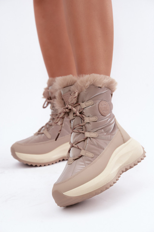 Botas de nieve color arena con plataforma y piel Big Star UU274221