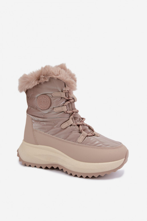 Botas de nieve color arena con plataforma y piel Big Star UU274221