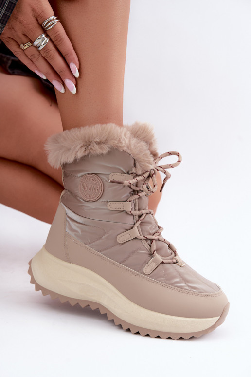 Botas de nieve color arena con plataforma y piel Big Star UU274221