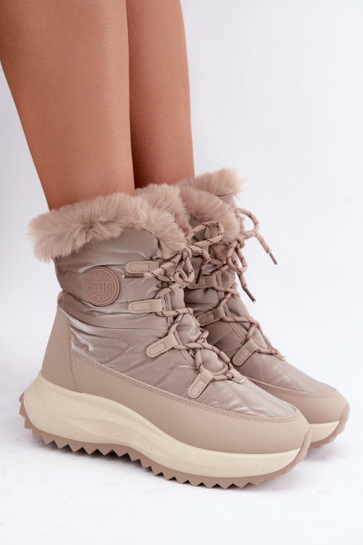 Botas de nieve color arena con plataforma y piel Big Star UU274221