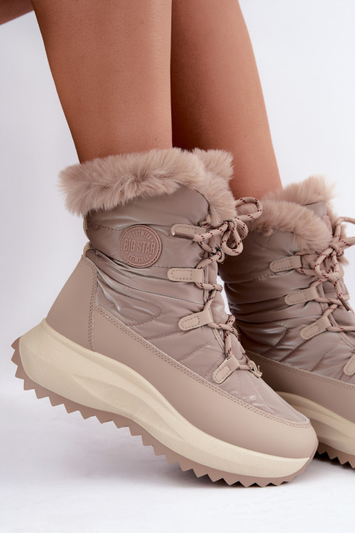 Botas de nieve color arena con plataforma y piel Big Star UU274221