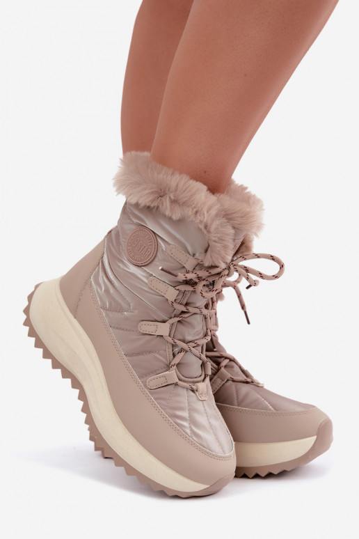 Botas de nieve color arena con plataforma y piel Big Star UU274221