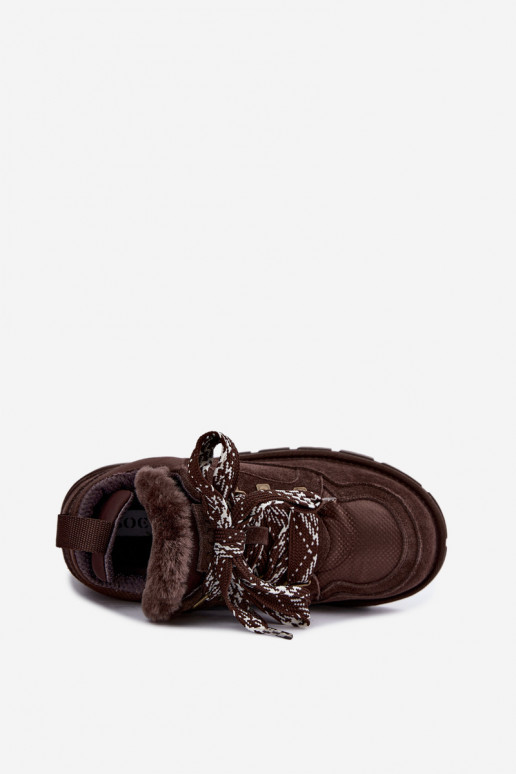 Botas de nieve con cordones de ante sintético GOE UU2N4921 CzekoladoĮe