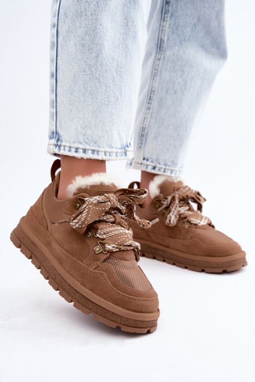 Botas de nieve marrones con cordones de ante sintético GOE UU2N4922