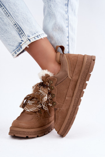 Botas de nieve marrones con cordones de ante sintético GOE UU2N4922 2
