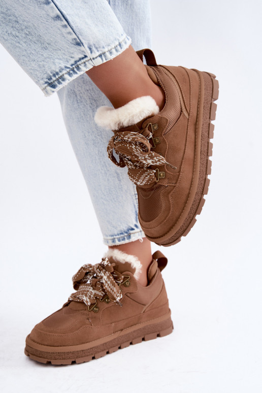 Botas de nieve marrones con cordones de ante sintético GOE UU2N4922
