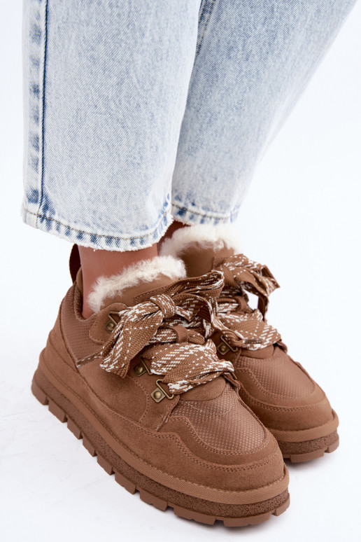 Botas de nieve marrones con cordones de ante sintético GOE UU2N4922
