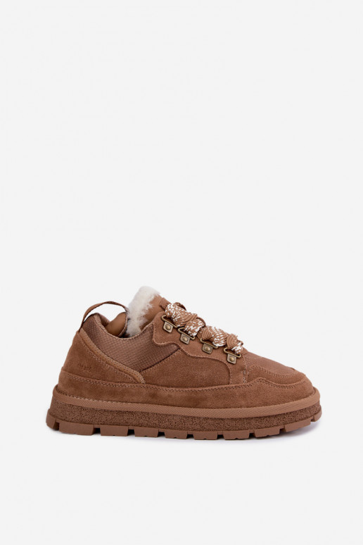 Botas de nieve marrones con cordones de ante sintético GOE UU2N4922