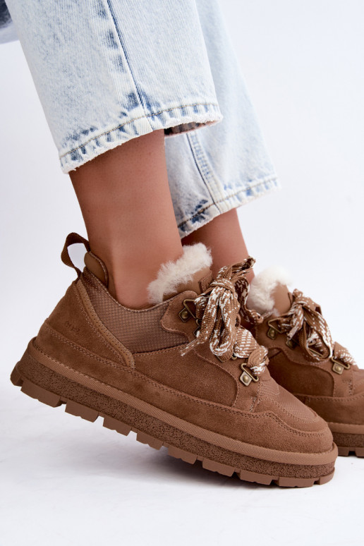 Botas de nieve marrones con cordones de ante sintético GOE UU2N4922