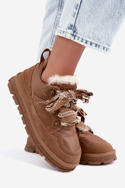Botas de nieve marrones con cordones de ante sintético GOE UU2N4922