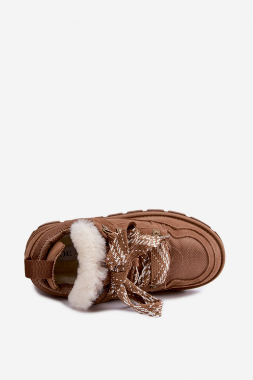 Botas de nieve marrones con cordones de ante sintético GOE UU2N4922