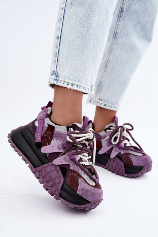 Zapatillas moradas de ante sintético con plataforma GOE UU2N4016