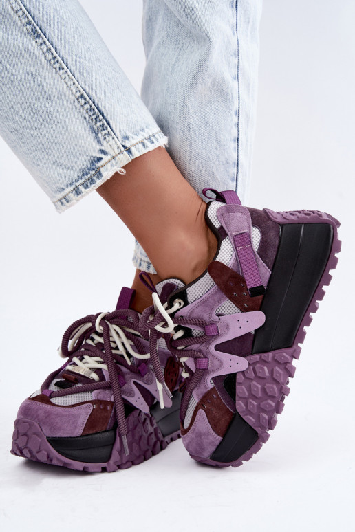 Zapatillas moradas de ante sintético con plataforma GOE UU2N4016
