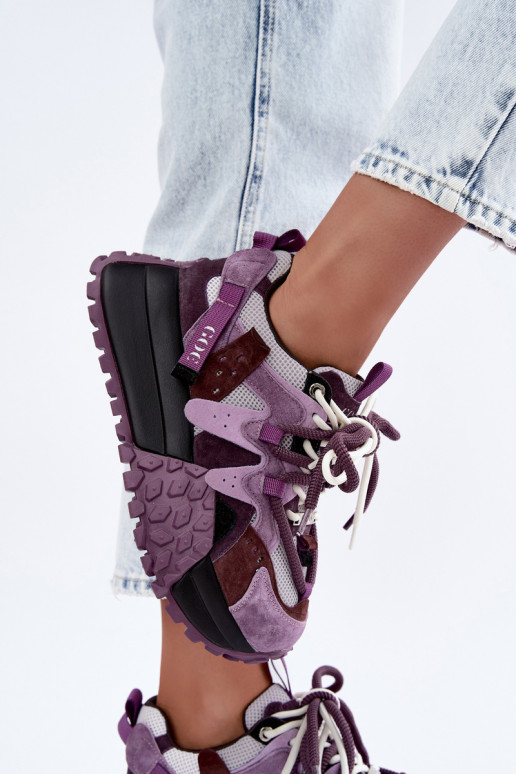 Zapatillas moradas de ante sintético con plataforma GOE UU2N4016