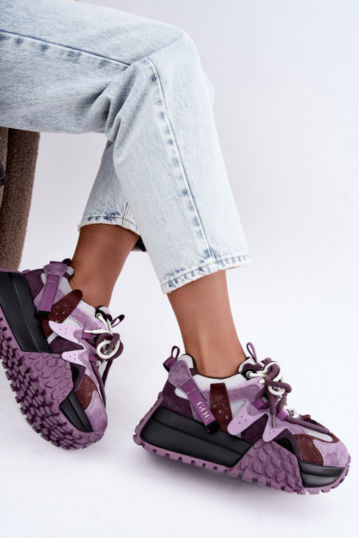 Zapatillas moradas de ante sintético con plataforma GOE UU2N4016