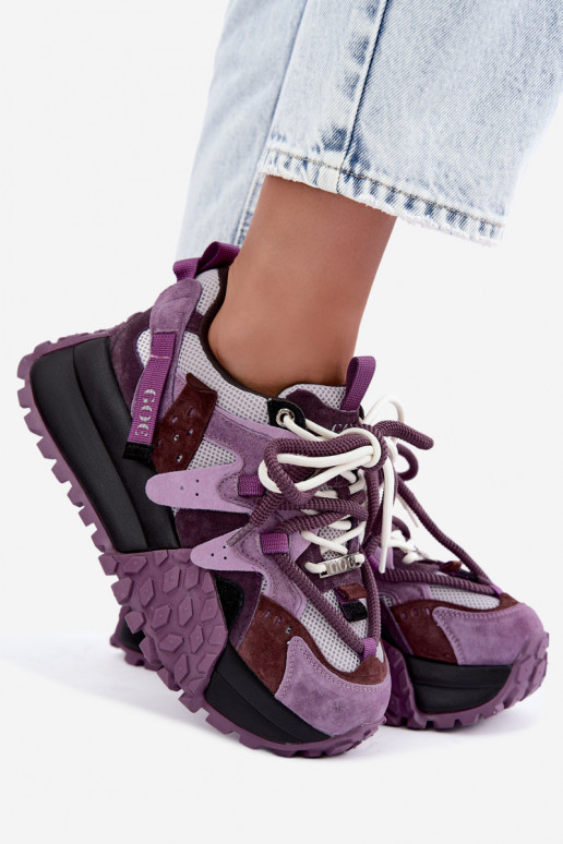Zapatillas moradas de ante sintético con plataforma GOE UU2N4016