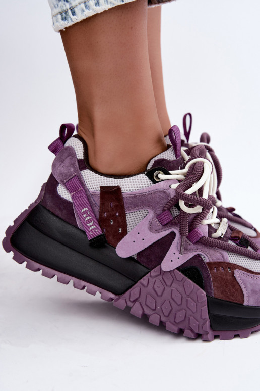 Zapatillas moradas de ante sintético con plataforma GOE UU2N4016