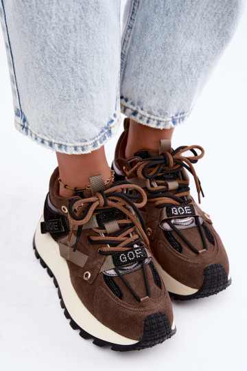 Zapatillas marrones de ante sintético con plataforma GOE UU2N4001