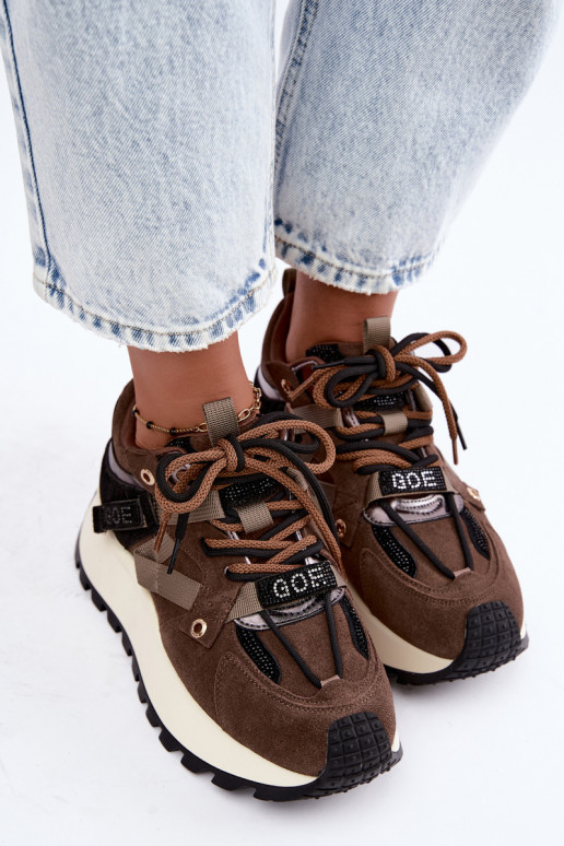 Zapatillas marrones de ante sintético con plataforma GOE UU2N4001