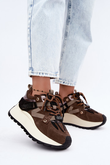 Zapatillas marrones de ante sintético con plataforma GOE UU2N4001 2