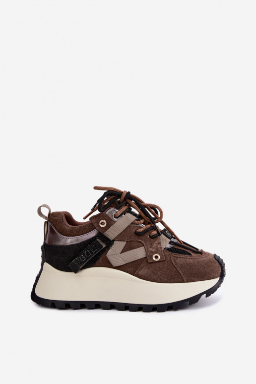 Zapatillas marrones de ante sintético con plataforma GOE UU2N4001