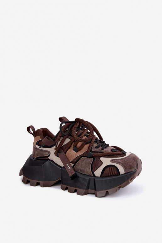 Zapatillas marrones de ante sintético con plataforma y cordones dobles GOE UU2N4012